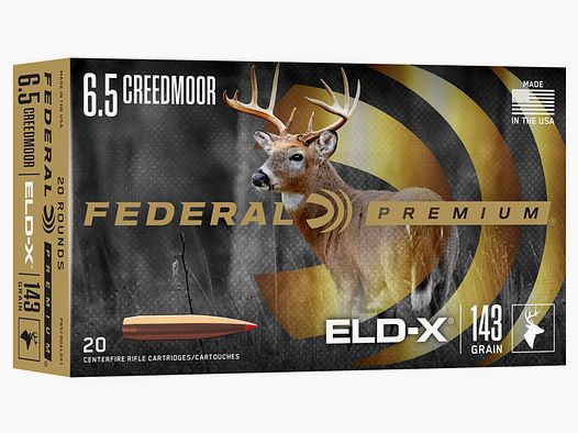 Büchsenmunition FEDERAL Hornady ELD-X – 6.5 Creedmoor – 143 grains