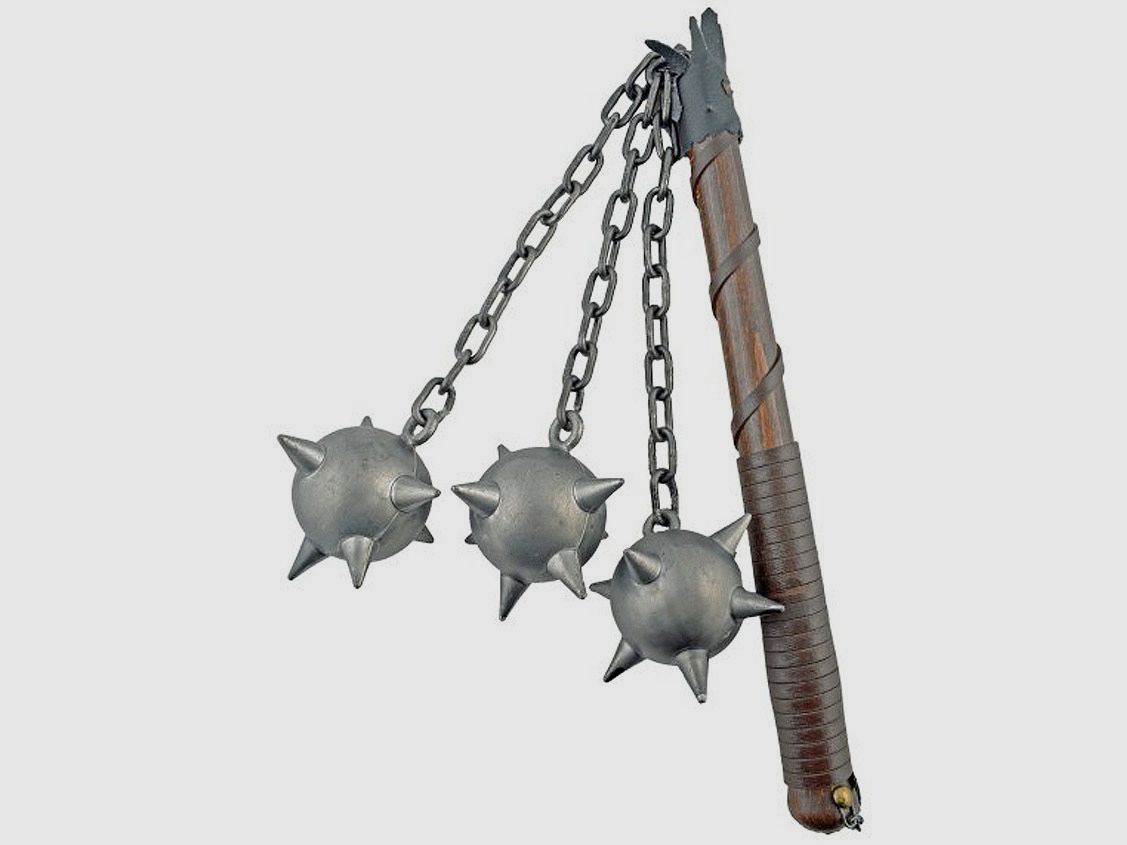 Morning star with three metal balls and chain