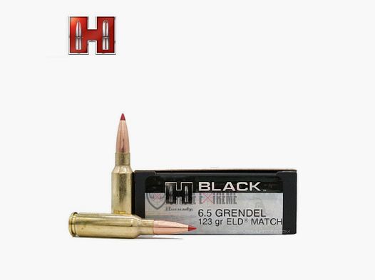 20 Munitions HORNADY Black 6.5mm Grendel 123 Gr Eld Match