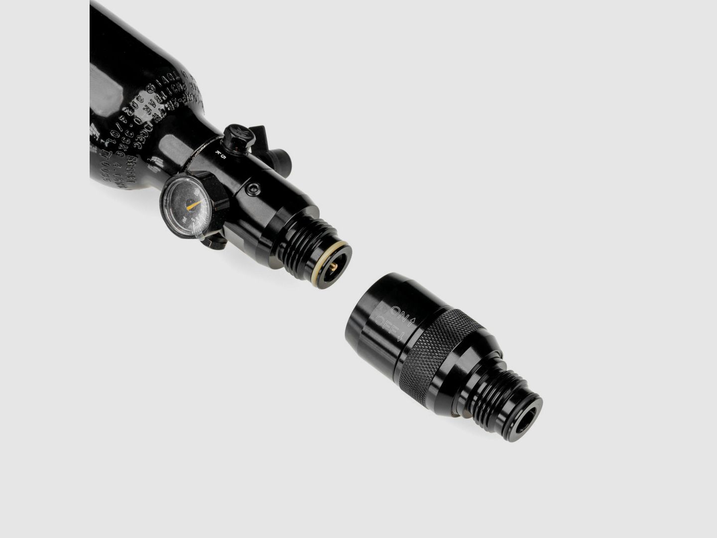 BUNDLE | 0,2 LITER HPA Flasche 800 PSI / 1100 PSI + ON/OFF Adapter | SCHWARZ | HPA System | Paintball Markierer | RAM Waffen | FSC Pistol | FSC XP | Valken Milsig M17