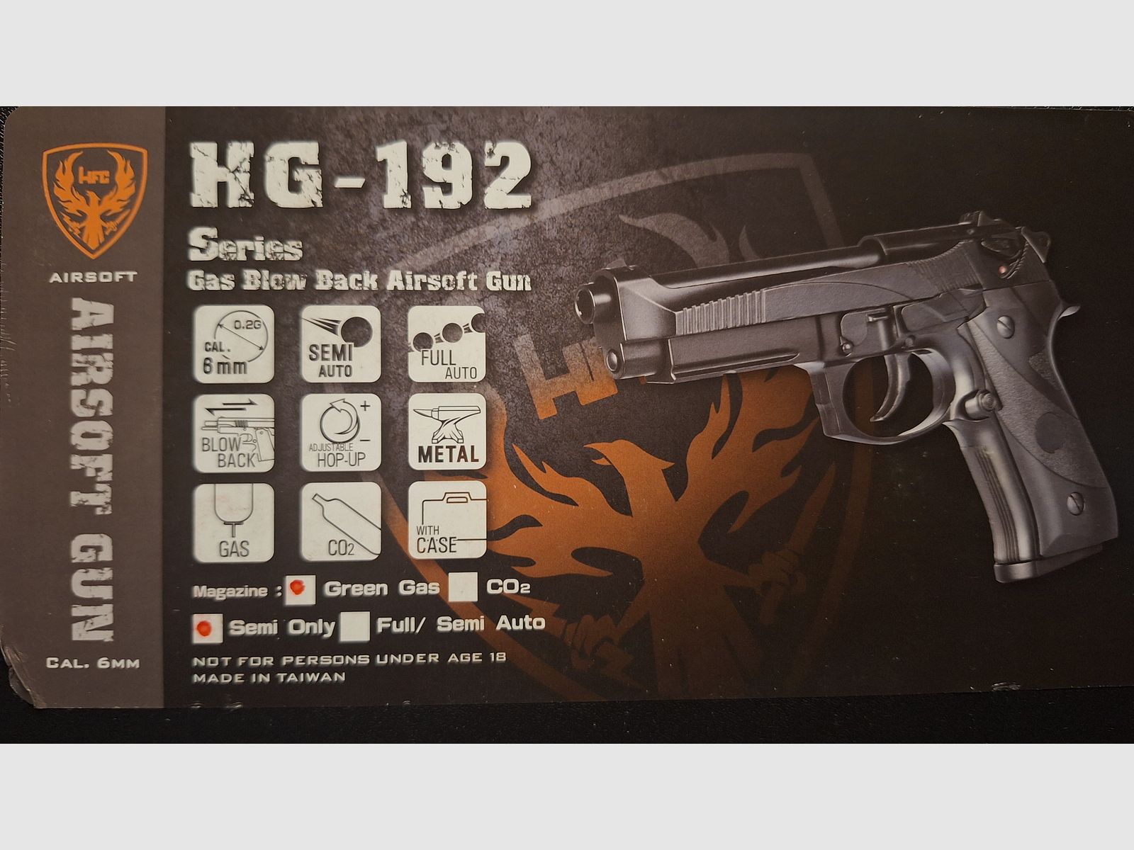 Beretta 92 Replik GBB Pistola Airsoft HG-192B-C - NUEVO!