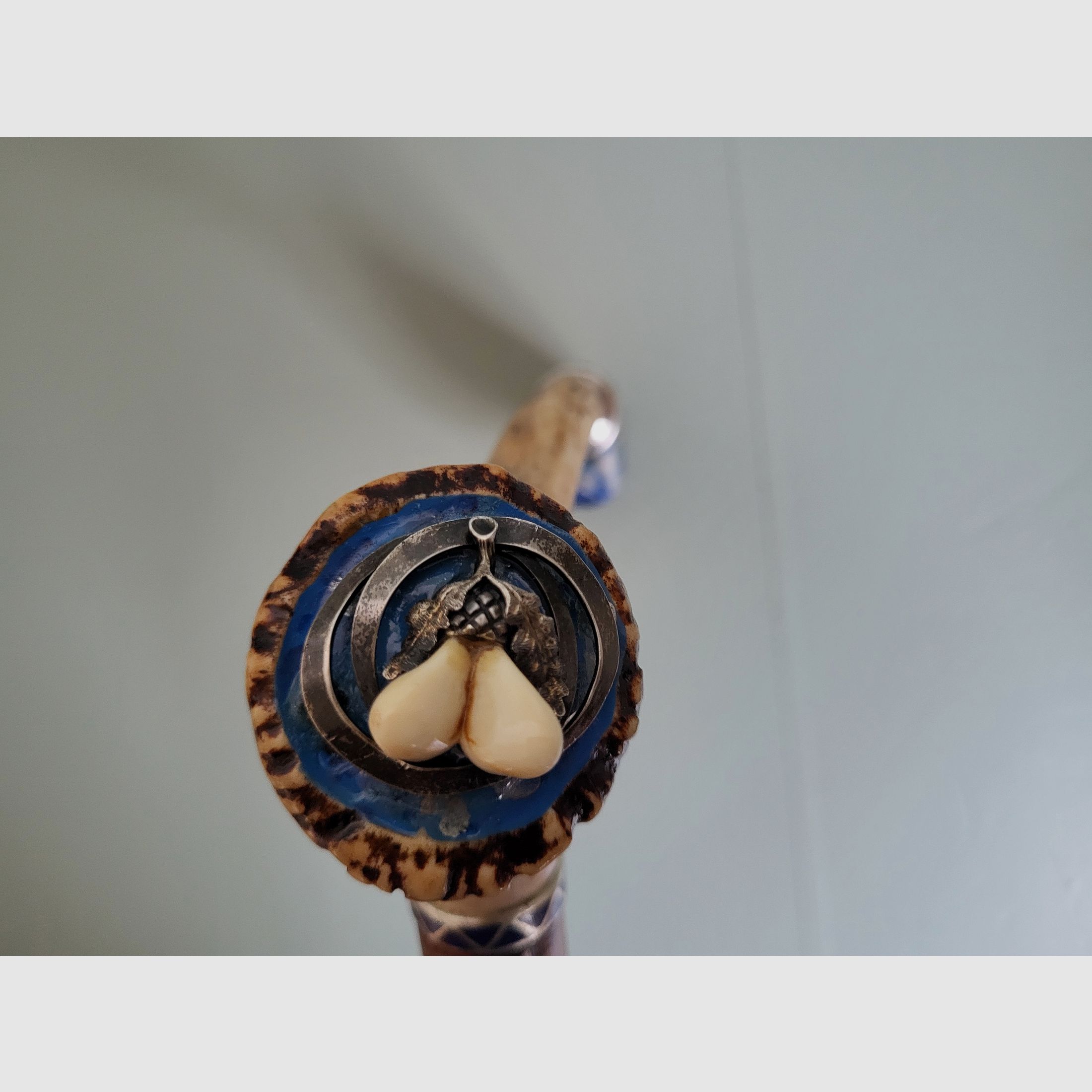 Bâton de marche de chasseur - 900 argent - Schariwari - lapis-lazuli - années 1940