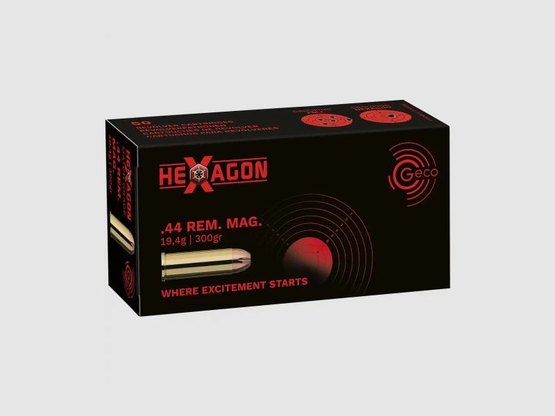 Geco Hexagon .44 Rem. Mag. 19,4g / 300GR 20 Patronen
