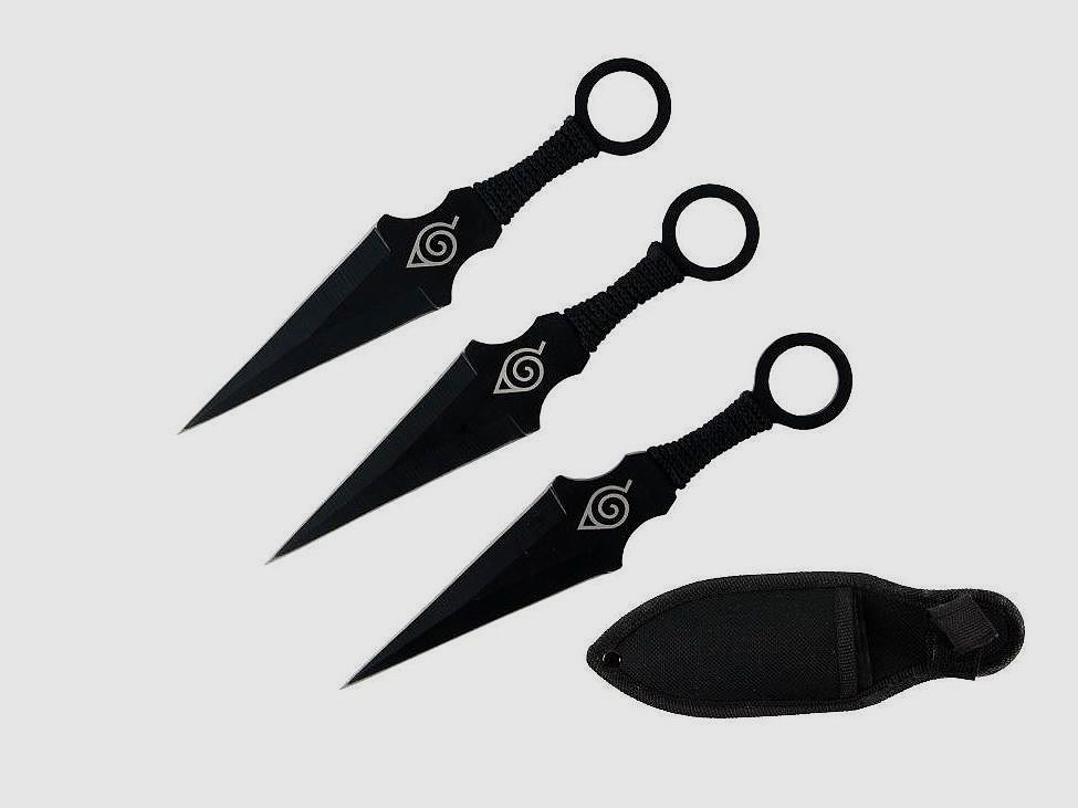 Zestaw 3 noży do rzucania Kunai z nylonową pochwa