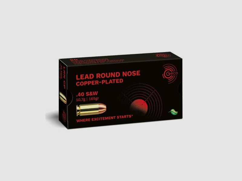 GECO .40 S&W Lead Round Nose, copper-plated 10.7g/165gr