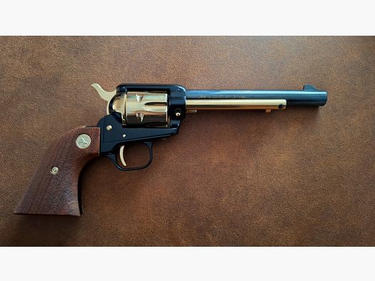 Revolver, Colt Mod.1873 SA Golden Spike, teilvergoldet, Kaliber .22lr, 6"Lauf