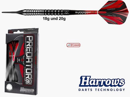 Harrows Darts Technology Predator 90% Soft 18g Dart e accessori