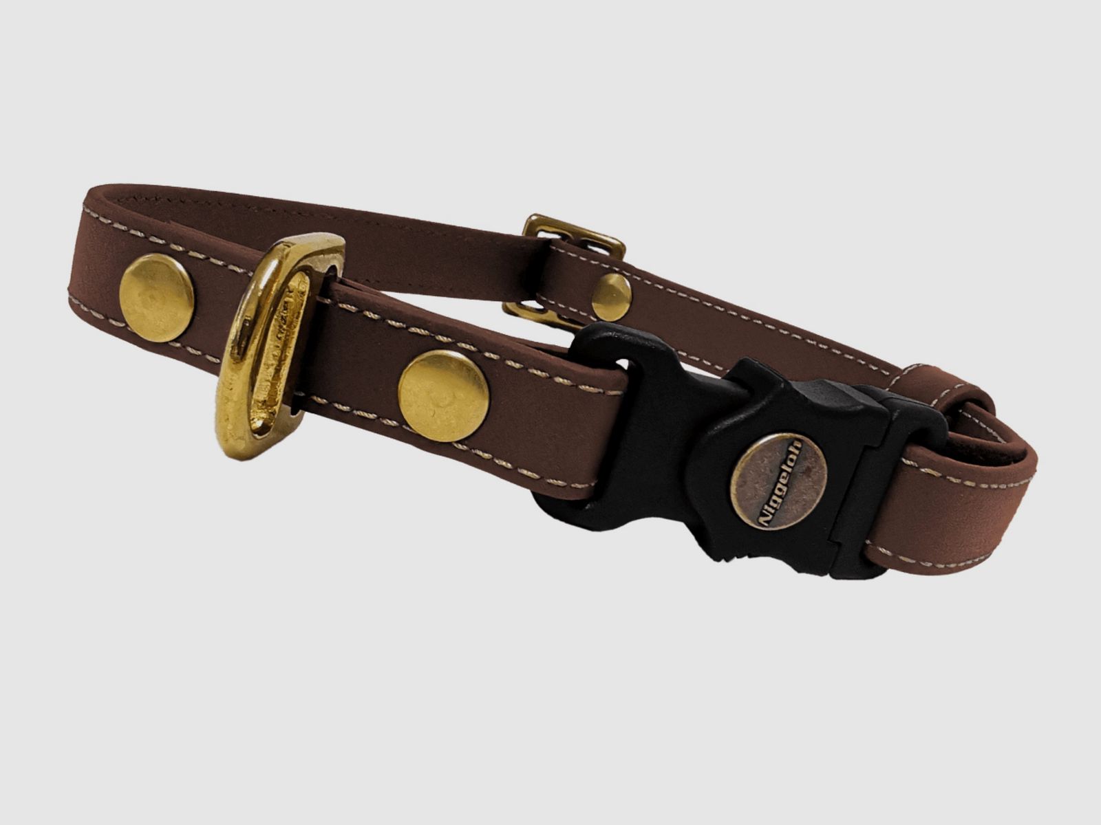 <Niggeloh 201700009 BioThane halsband NOBLE Notenbruin maat M>