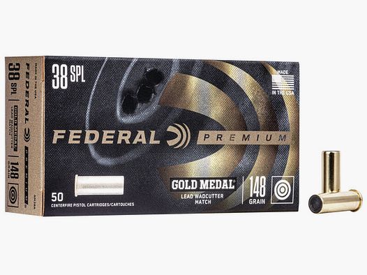 Federal Premium Gold Medal .38 Special 148GR Lead WC 50 cartridges