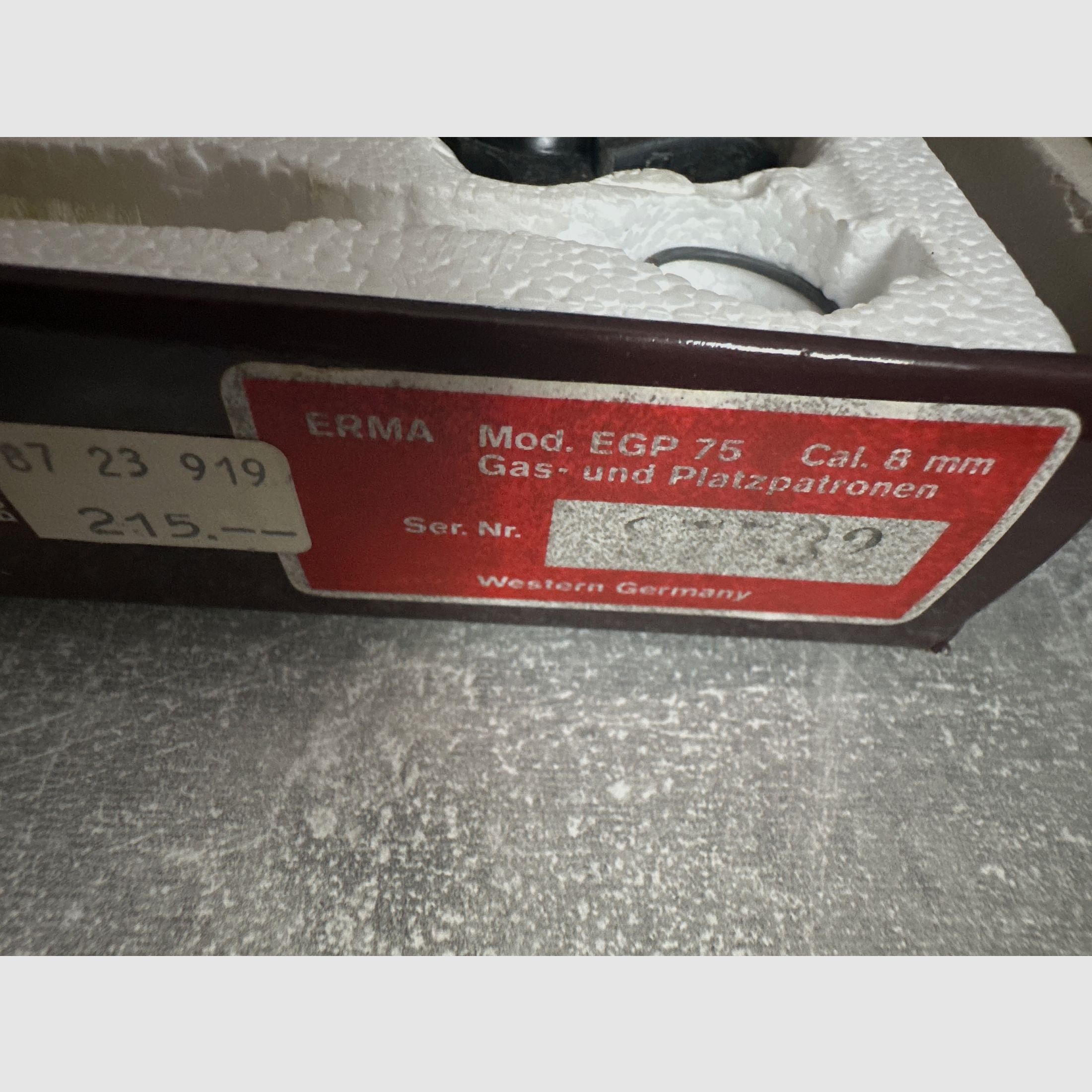 Pistole ERMA Werke Mod. EGP 75 S cal. 8 mm K . Komplett Set