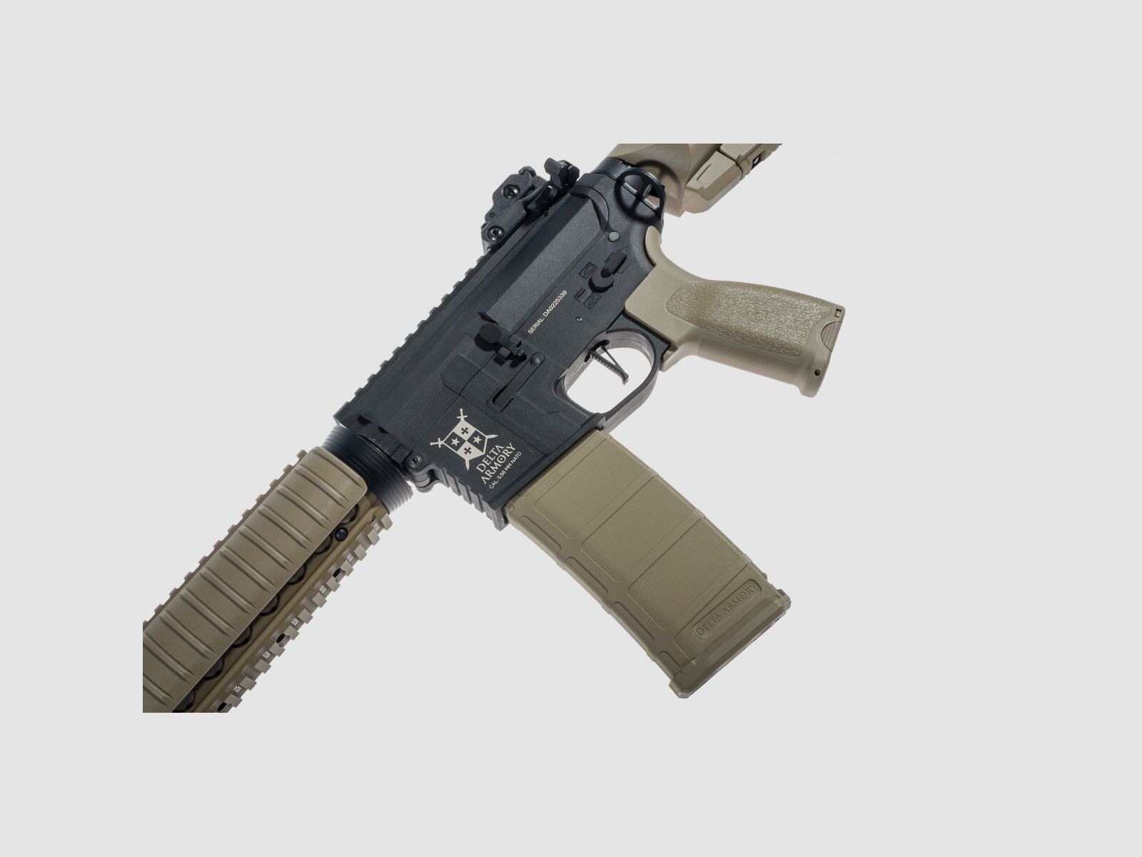 AR15 CQB-R BRAVO EAGLE ETU Delta Armory Tan/Black S-AEG Airsoft Rifle Free from 18 Years