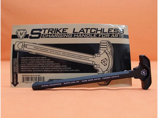 Strike Industries AR-15: Assemblaggio della maniglia di caricamento STRIKE senza gancio ambidestro (SIARSLCHBK)/ utilizzabile da entrambi i lati