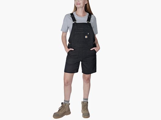 Carhartt Relaxed Fit Canvas Latzhose Shorts, Damen, Black, XS