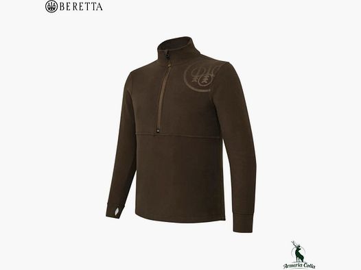 Beretta Pile Hp Logo Mezza Zip Marrone Corteccia