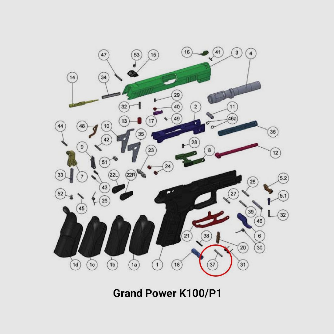 Grand Power perno di fermo caricatore per K100, immagine 3 di 3