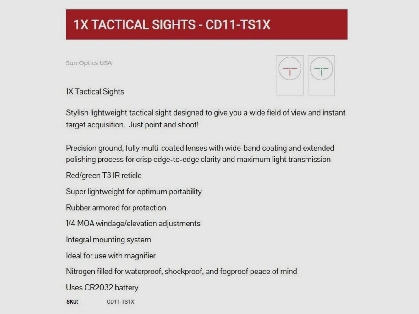 Sun Optics USA IR-Dot 1x36 T3 rot/grün Tac