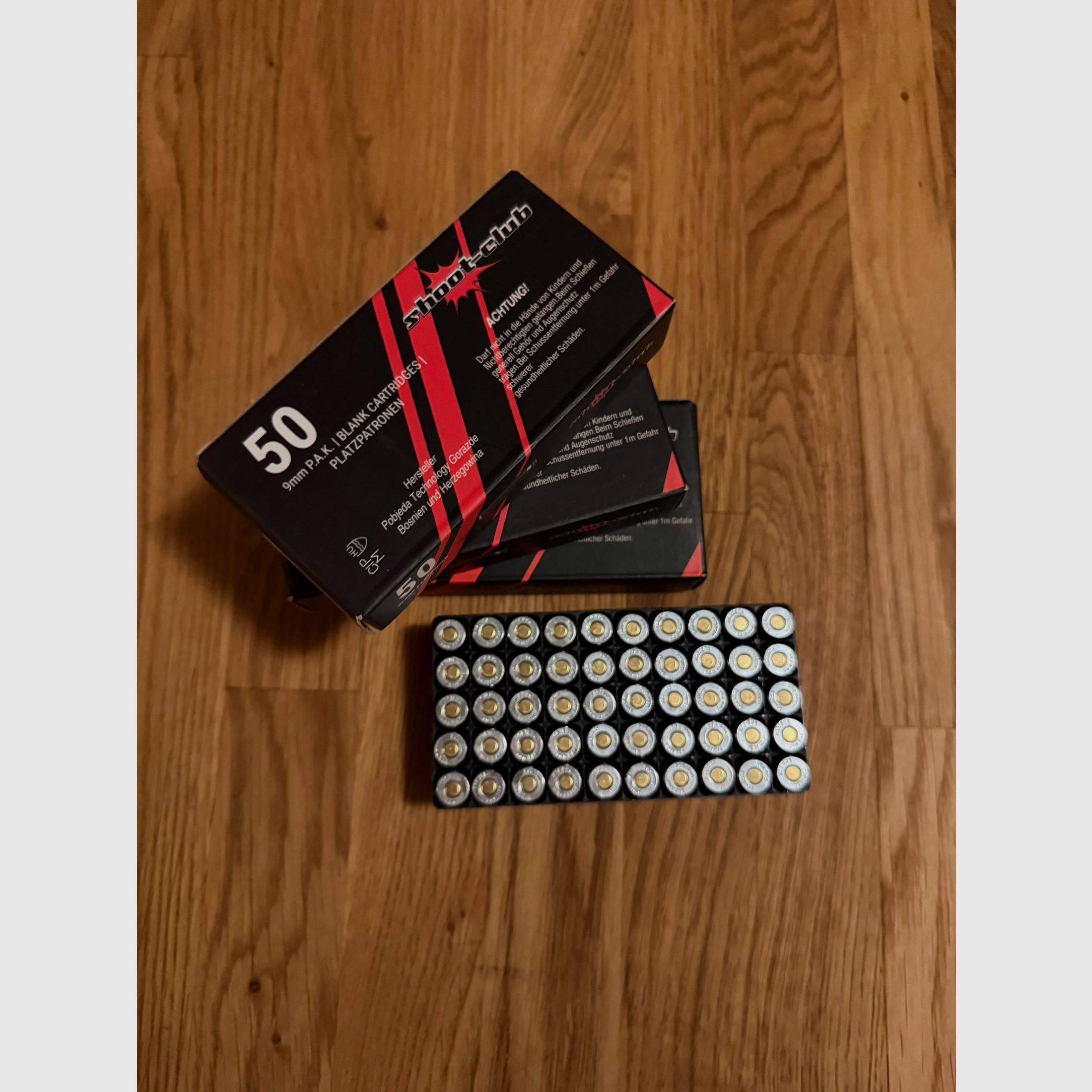 shoot-club Platzpatronen 9mm P.A.K. 50 Schuss einzeln oder Set.