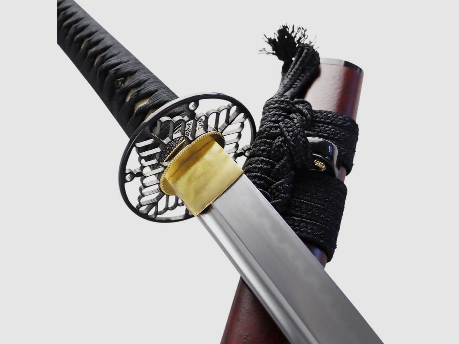 Katana 1095 Stahl scharf mit Lehmhärtung Saya mit Ishime Lackierung