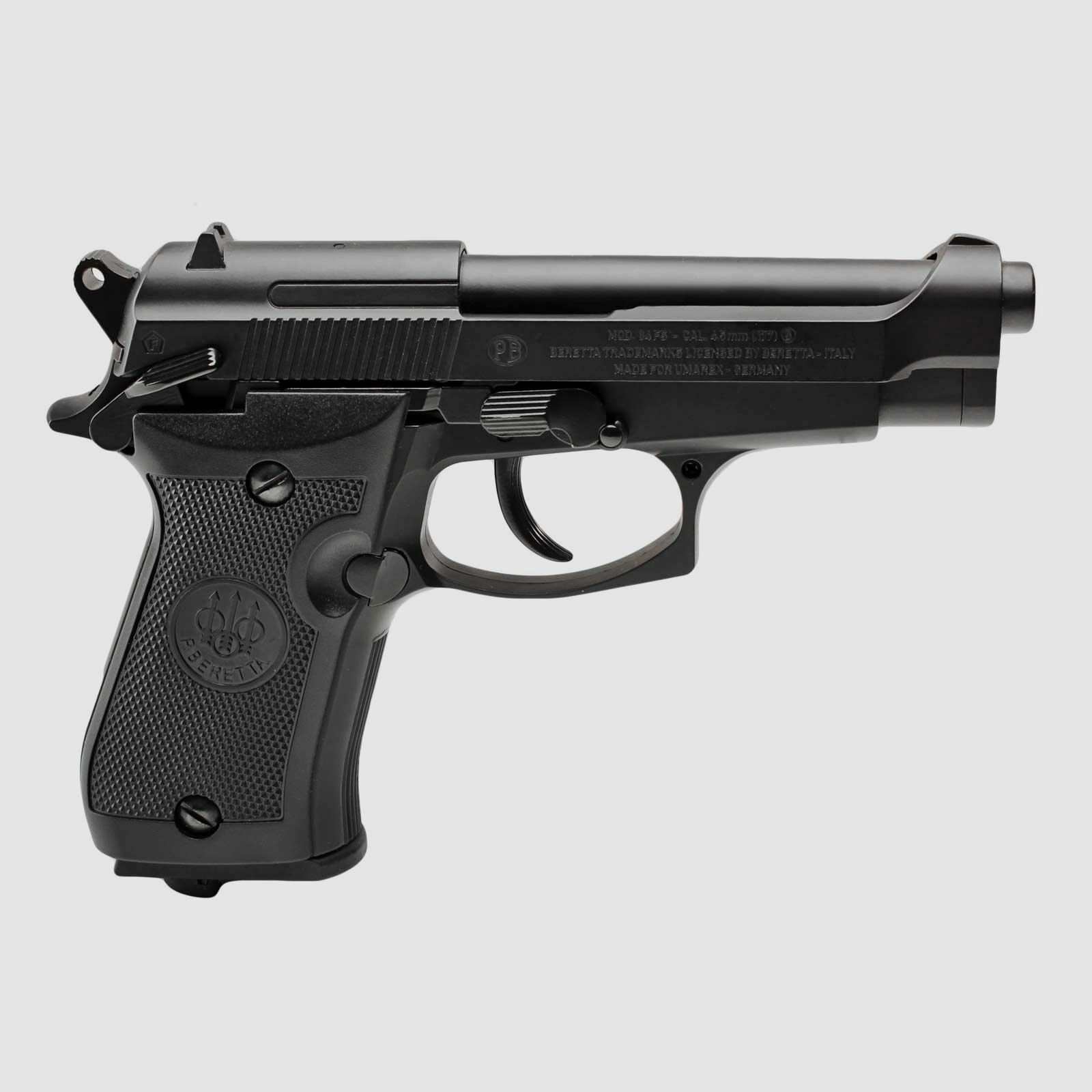 Luftpistolenset Beretta M84 FS 4,5 mm BB Co2-Pistole Blowback Vollmetall (P18) + 10 Co2-Kapseln + 1500 Stahl-BB's 4komma5