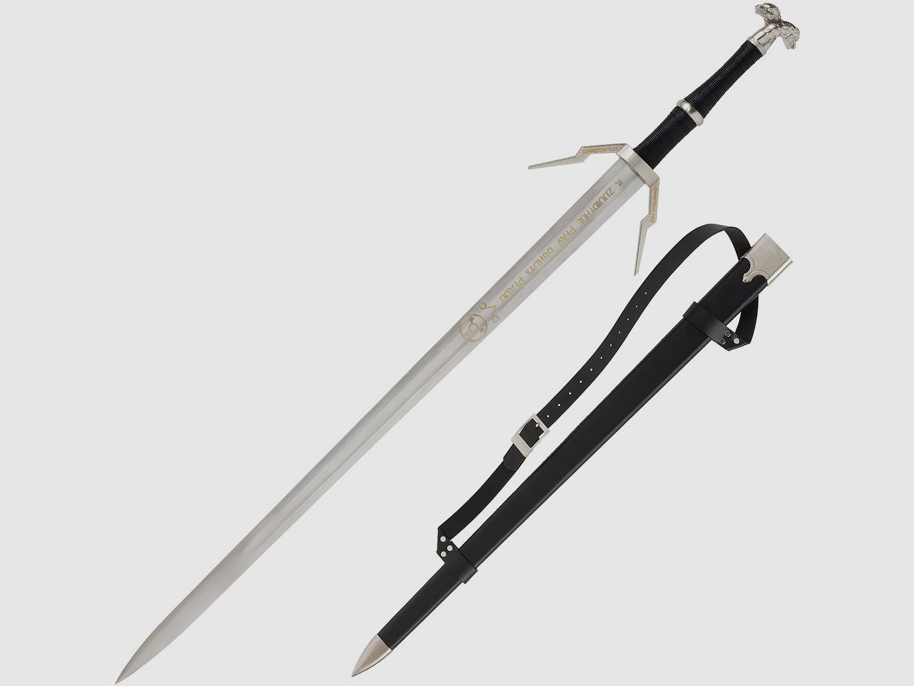 Schwert Witcher Silberschwert mit Gravierungen