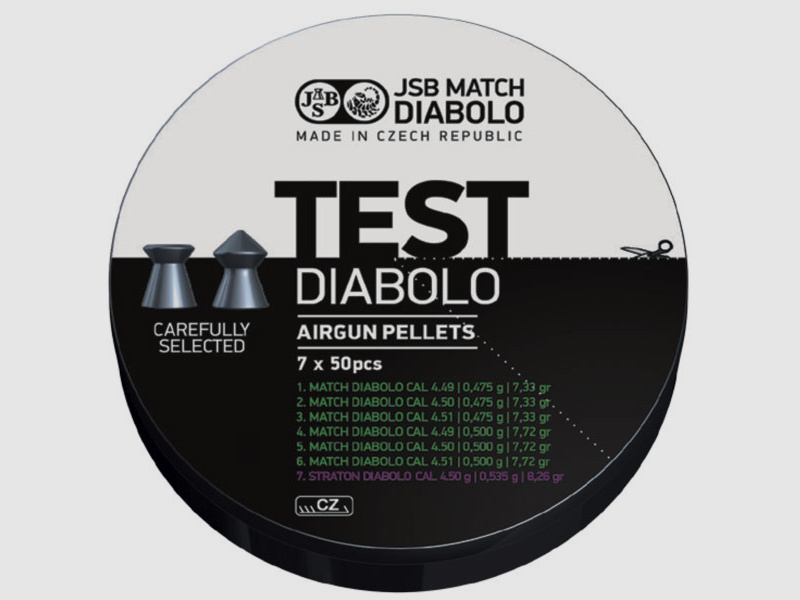 JSB DIABOLO TEST EXACT - 7 x 50 SCHUSS - 4,5-4,52- 0,475-0,870g