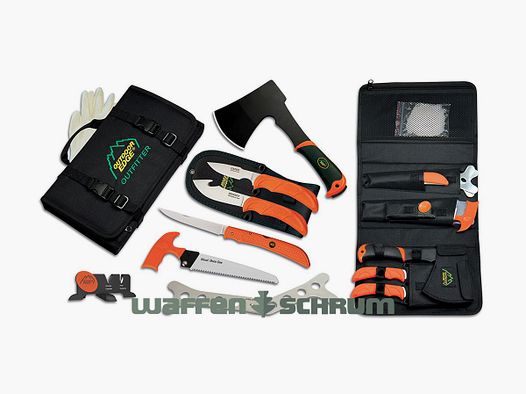 Outdoor Edge kit de despiece / cuchillo de pielar - cuchillo de deshuesar - cuchillo de filetear - sierra de huesos - hacha