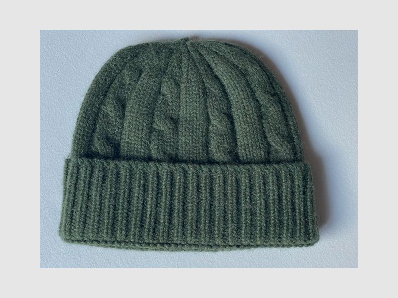 ROSI COLLECTION Cashmere Mütze im Zopfmuster Dunkelgrün