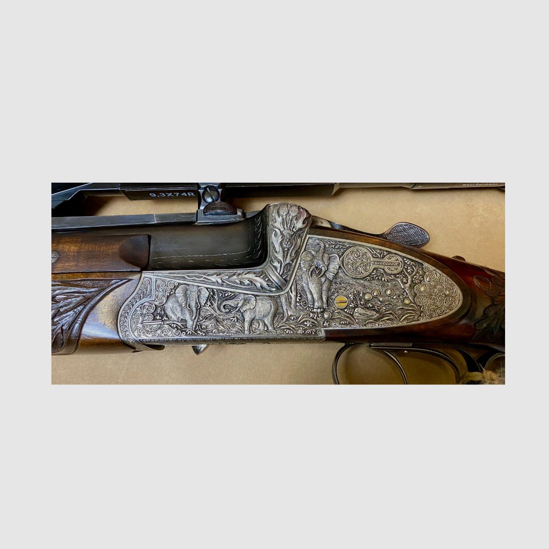 Double express rifle Franzoj Ferlach, cal. 9,3x74R avec lunette