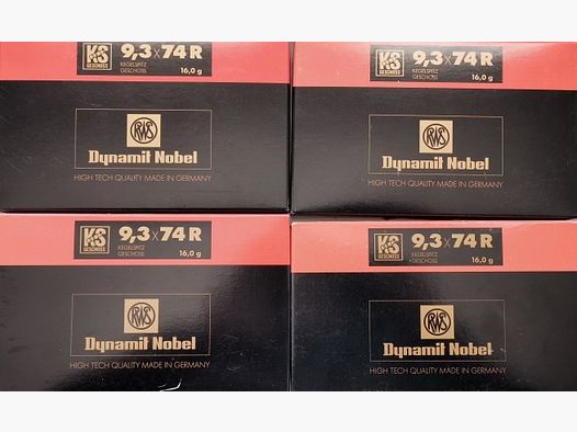 Cartuchos de rifle 9,3 x 74R, punta cónica 16,0 g, 80 piezas, mismo número de serie