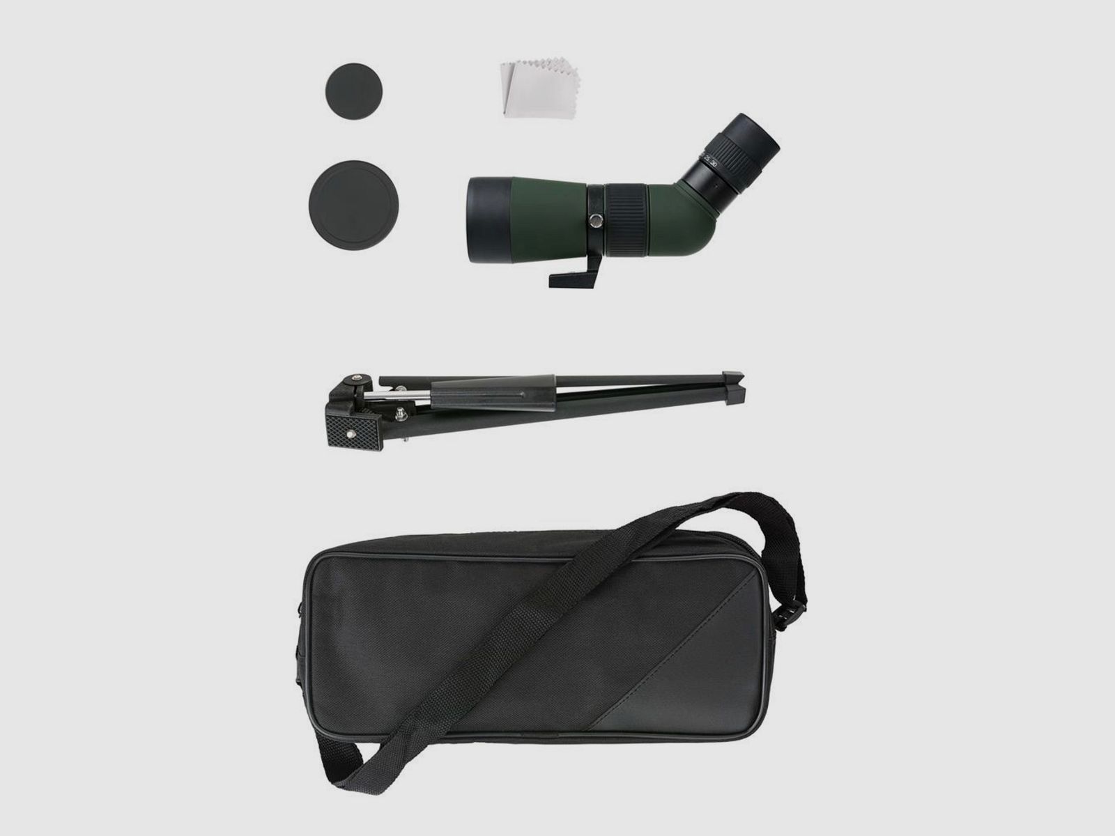 Exhibitor DÖRR 538245 Zoom Spotting Scope Owl 10-30x50 Angled View with Table Tripod and Bag V430