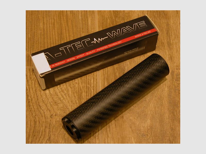 A-TEC " WAVE CARBON " Hochleistungs "F" Schalldämpfer für Luftdruckwaffen Kal. 4,5 & 5,5, Gewinde 1/2"-20 UNF