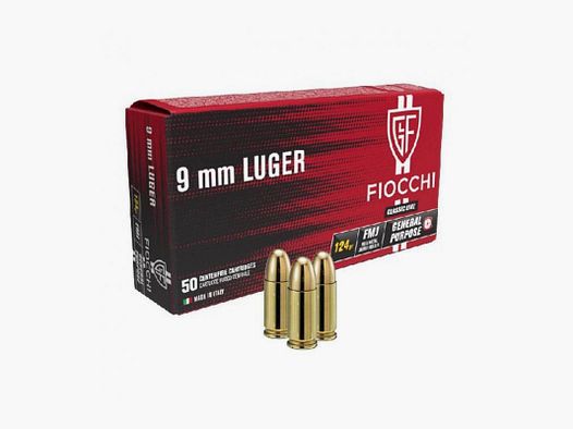 BOITE DE 50 CARTOUCHES FIOCCHI CAL.9X19 FMJ 124 GRS