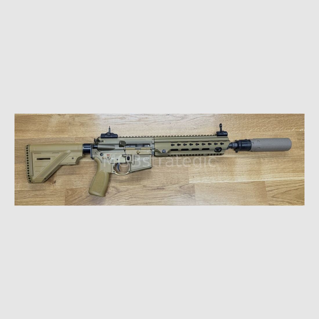 B&T AG Print X RBS I Compact QDN 223 FDE - flow through silencer for muzzle flash suppressor with NATO interface / for Rotex V or X interface