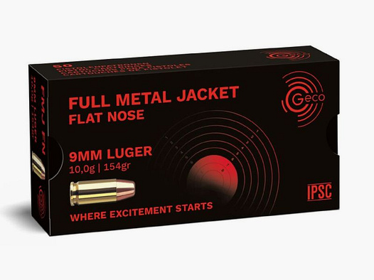 GECO 9 mm Luger Full Metal Jacket Flat Nose 10,0g/154gr - 50 Patronen