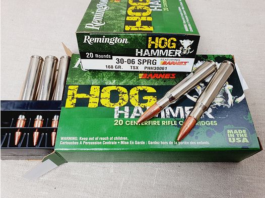 .30-06/168 grs. Remington Hog Hammer Barnes TSX bleifrei 20 stk. Angebot.