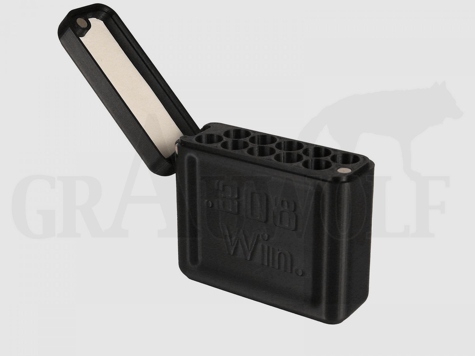Akah Magnet Klappdeckel Patronenbox schwarz für 10 Patronen .300 Winchester Magnum
