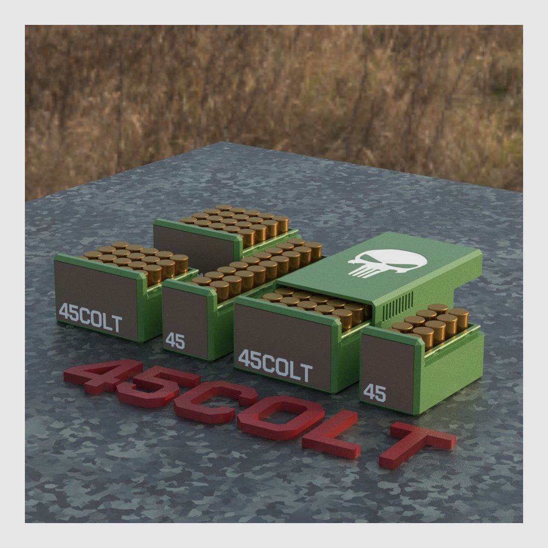 Filamelt Munitionsbox / Ammo .45 Colt – Patronenbox für 50 Schuss, Made in Germany