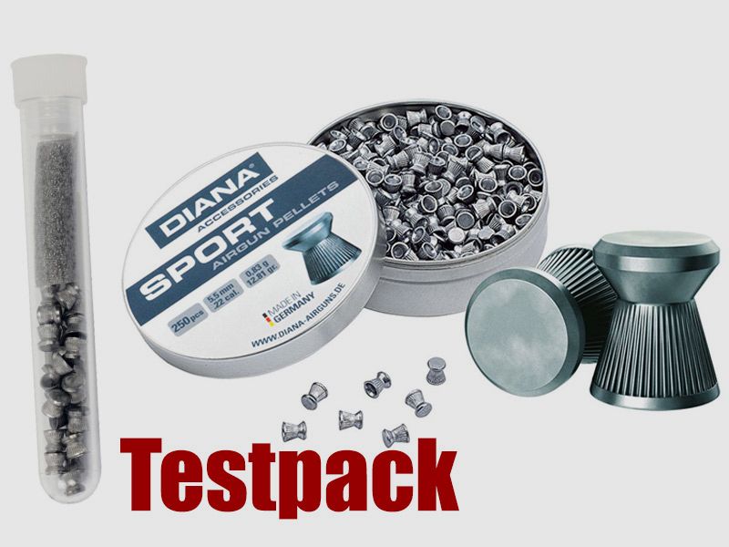 Testpack Flachkopf Diabolos Diana Sport Kaliber 5,5 mm 0,89 g geriffelt 20 StĂĽck