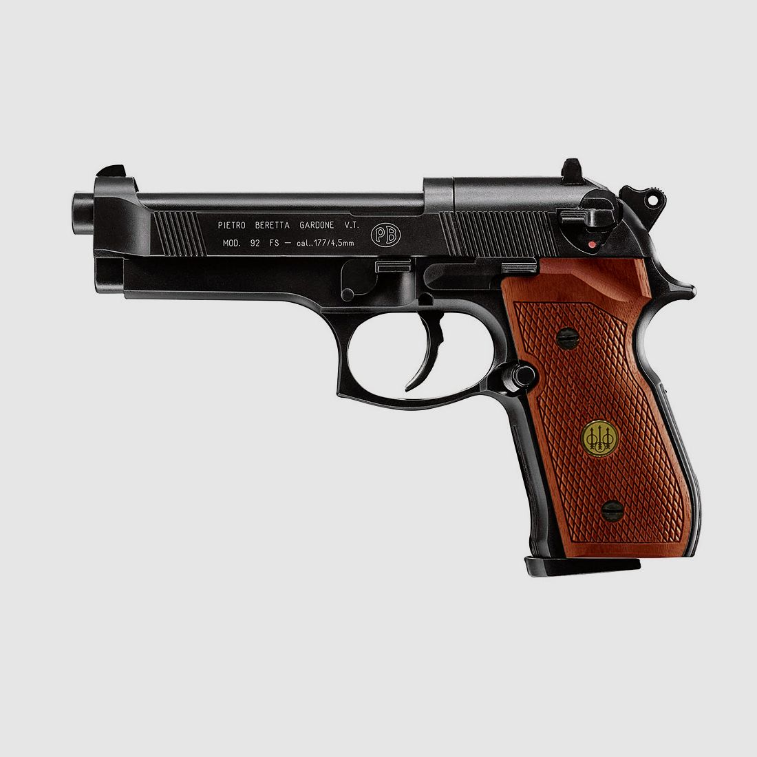CO2 Pistole Beretta M 92 FS schwarz Holzgriffschalen Kaliber 4,5 mm (P18)