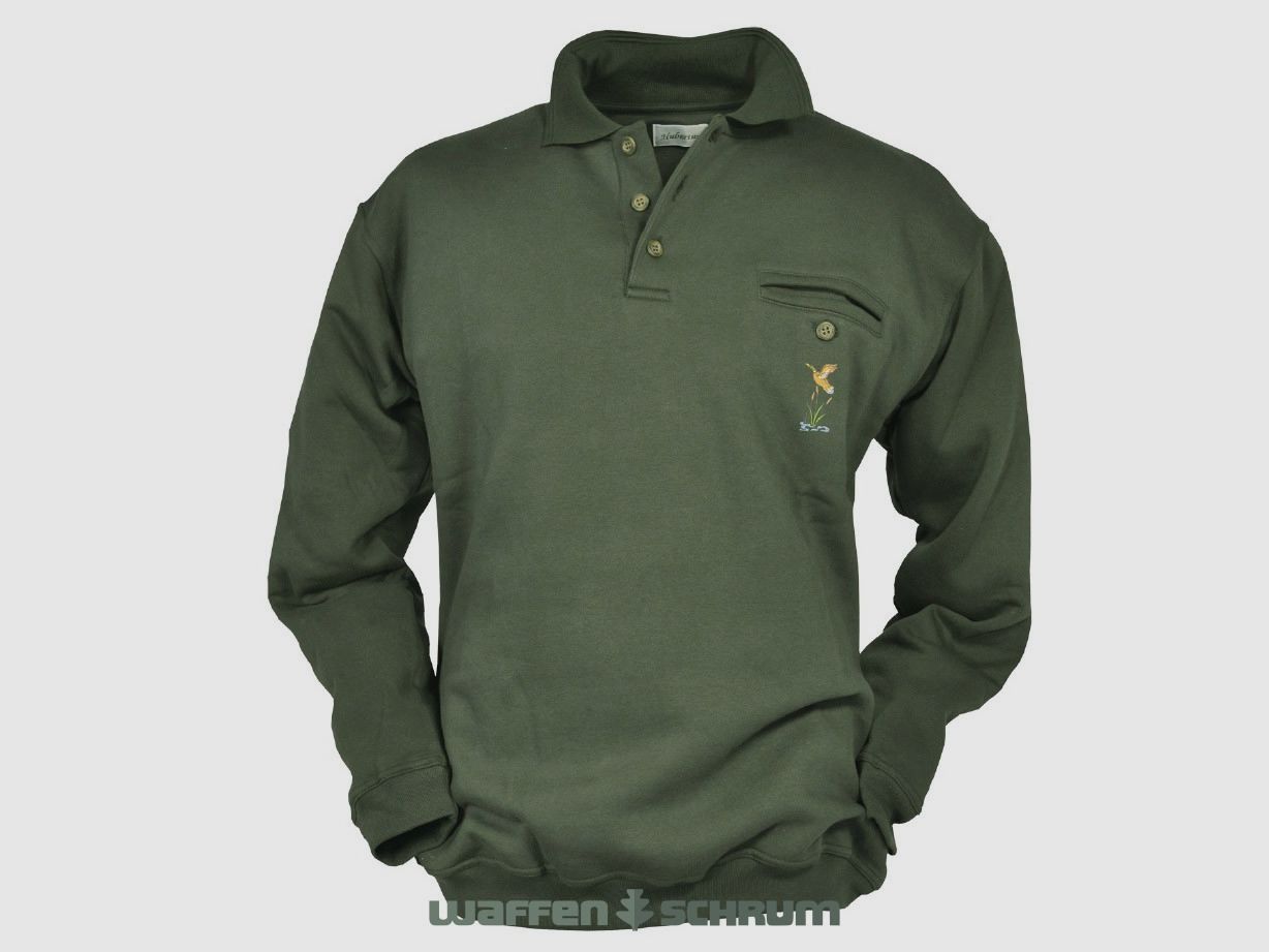 Hubertus Sweatshirt mit Entenstick  Oliv