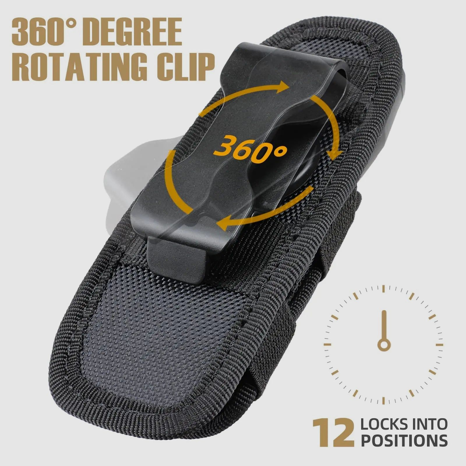 Taktisches Taschenlampen-Holster – 360° drehbar, MOLLE-kompatibel & universell einsetzbar