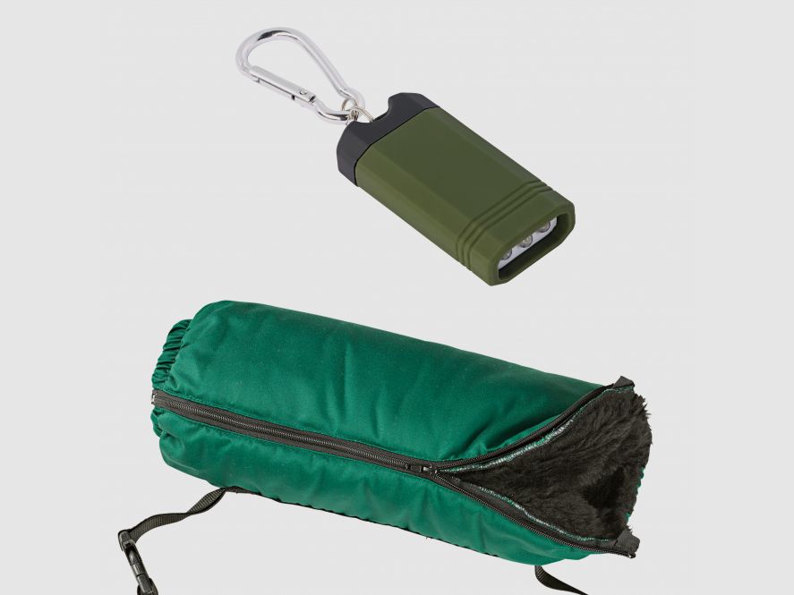 Handwarmer olijf + LED mini-zaklamp Blue River (set), afbeelding 1 van 2