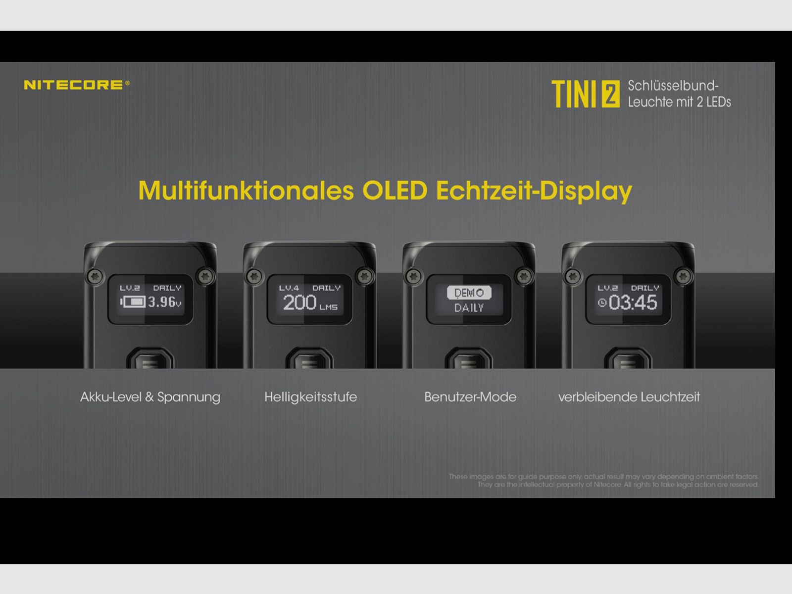 Nitecore TINI2 szara latarka LED 500 lumenów