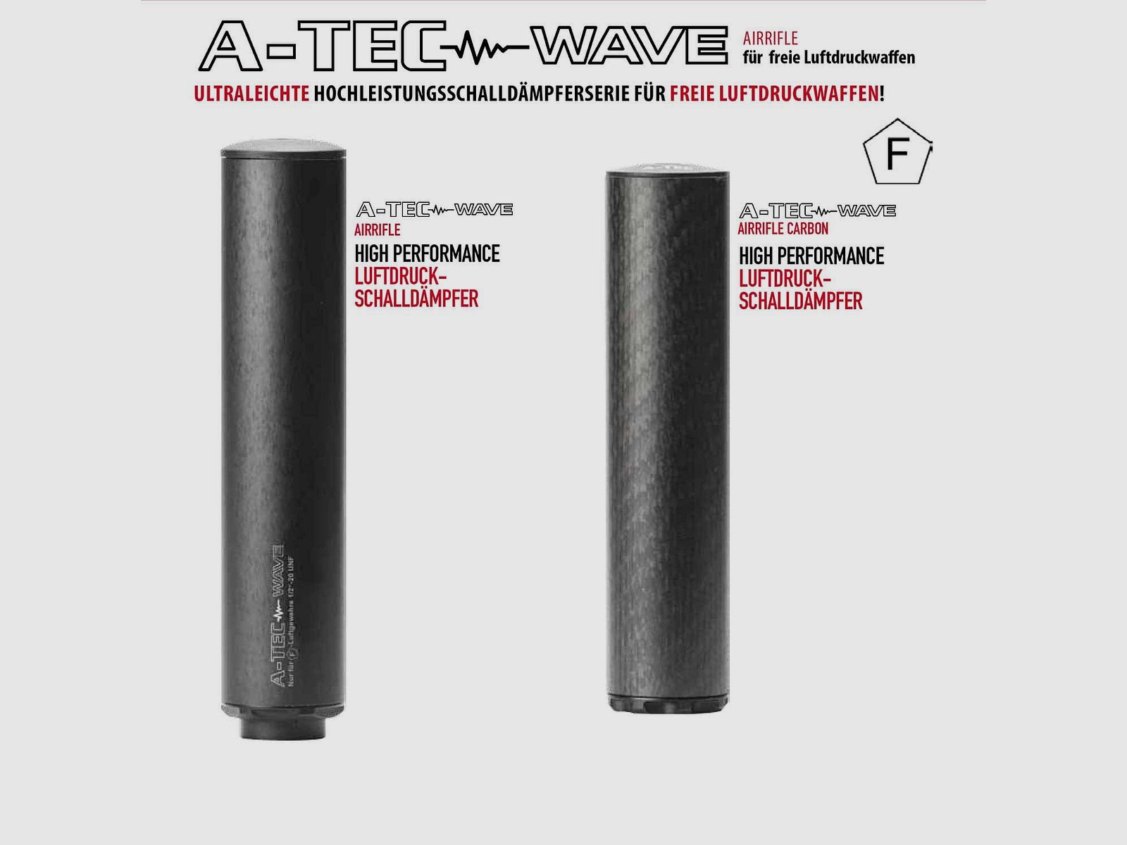 A-Tec accessoires voor vrij verkrijgbare wapens geluiddemper WAVE Airrifle 1/2x28 UNEF-schroefdraad