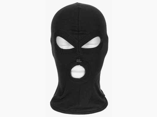 Balaclava, 3-Loch, dünn,schwarz, 100 % Baumwolle