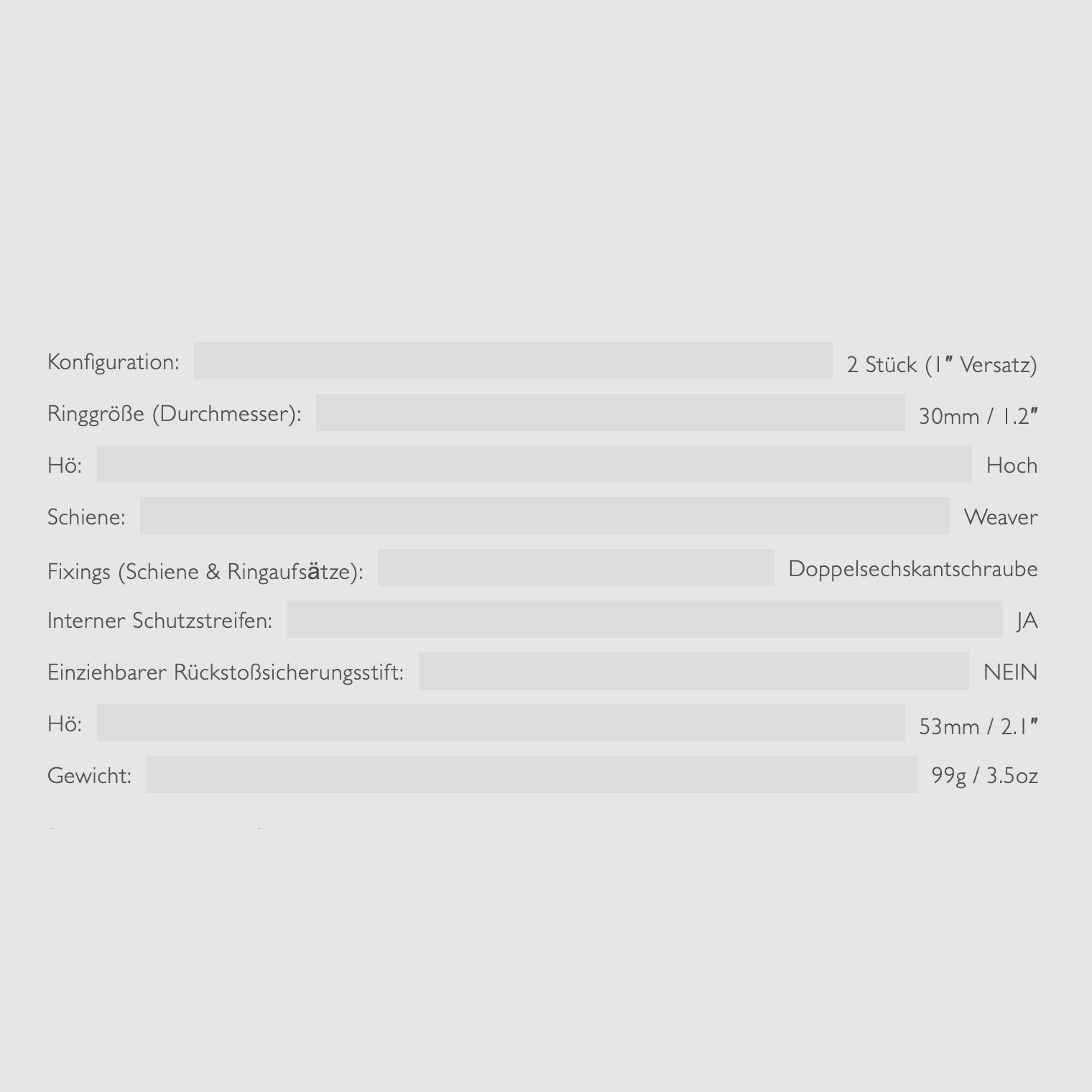 HAWKE 22126 Montaż pierścienia 30 mm Weaver Wysoki 1 cal rozmiar przesunięcia