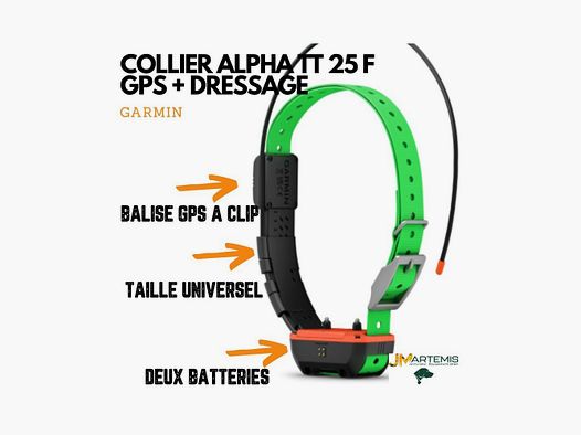 COLLIER GPS GARMIN POUR CHIEN TT25 F REPERAGE ET DRESSAGE