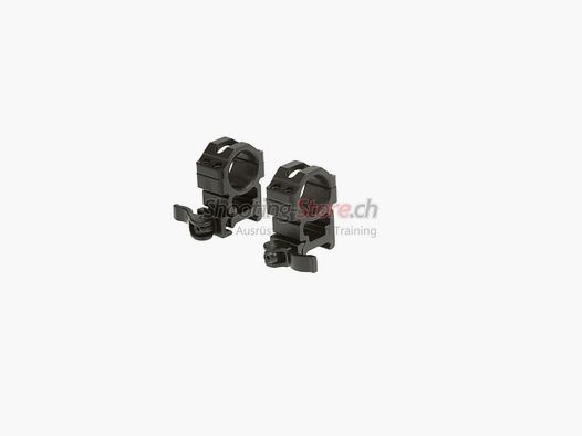 Leapers QD 25.4mm Anillas de Montaje CNC Altas Negras
