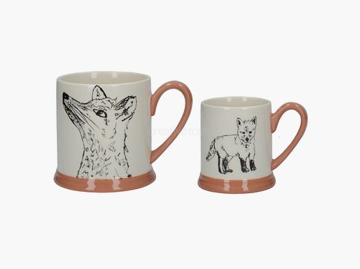 Lovergreen Kunst des Tisches Motiv Set mit Fuchs- und Welpen-Becher