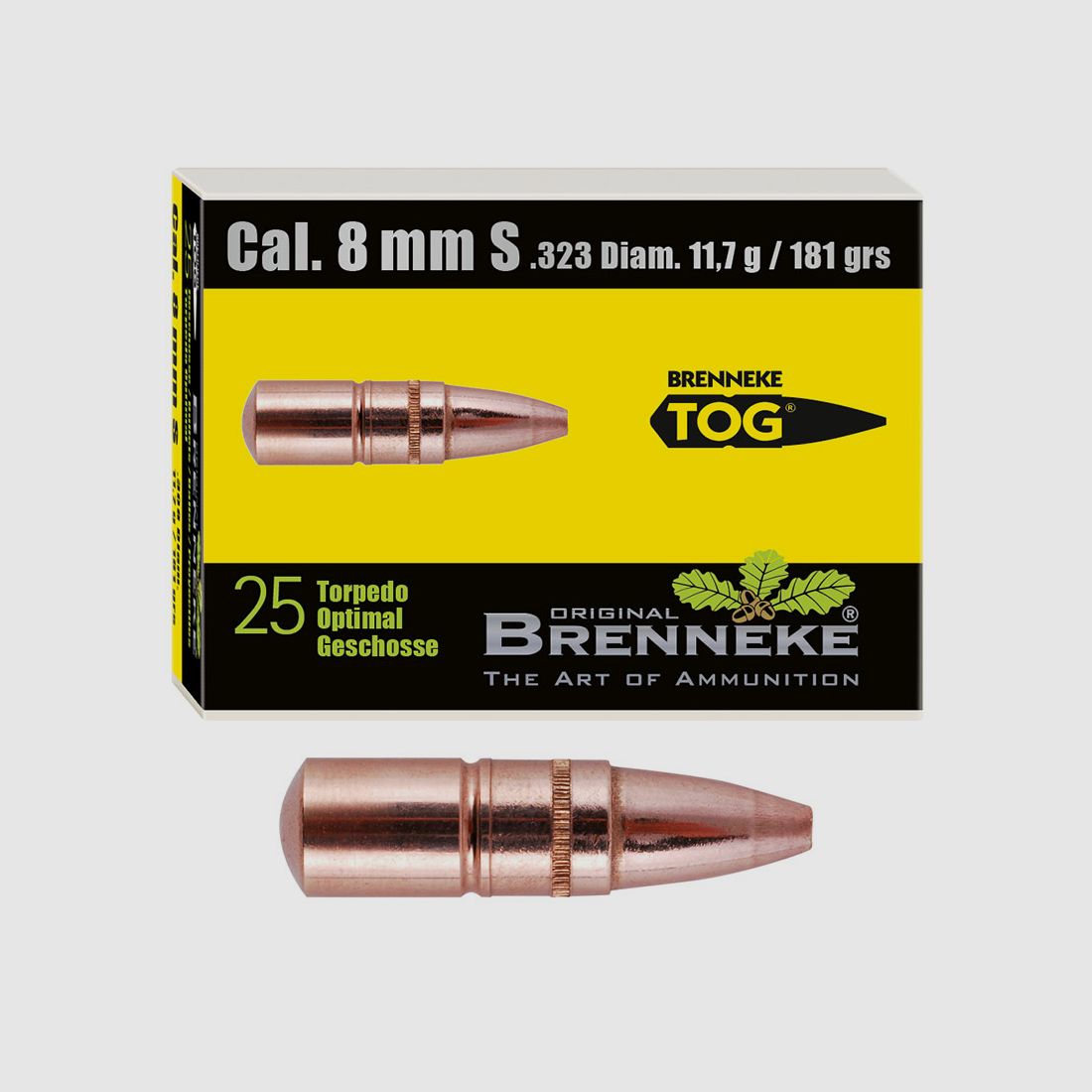 Brenneke Geschoss 8mm S (.323) TOG 11,7g / 180grs 25 Stück